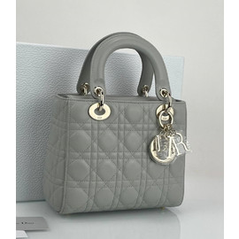 Сумка Christian Dior Lady Small серая с золотом 20 см