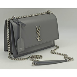 Кожаная сумка Yves Saint Laurent Sunset Medium серая