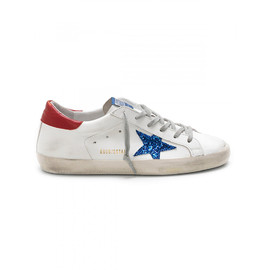 Женские кеды Golden Goose Superstar белые с синим
