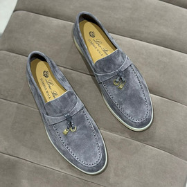 Женские серые замшевые лоферы Loro Piana Open Walk Женские серые замшевые лоферы Loro Piana Open Walk