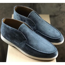 Замшевые женские ботинки Loro Piana синие